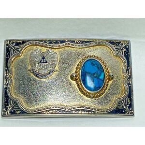 VTG Masonic Belt Buckle Scottish Rite 32nd Degree Eagle *Turquoise Colored Stone
